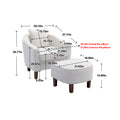 Coolmore Accent Chair With Ottoman, Mid Century Modern Barrel Chair Upholstered Club Tub Round Arms Chair For Living Room Beige Linen