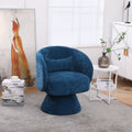 Swivel Accent Chair Armchair, Round Barrel Chair In Fabric For Living Room Bedroom Teal Teal Foam Linen