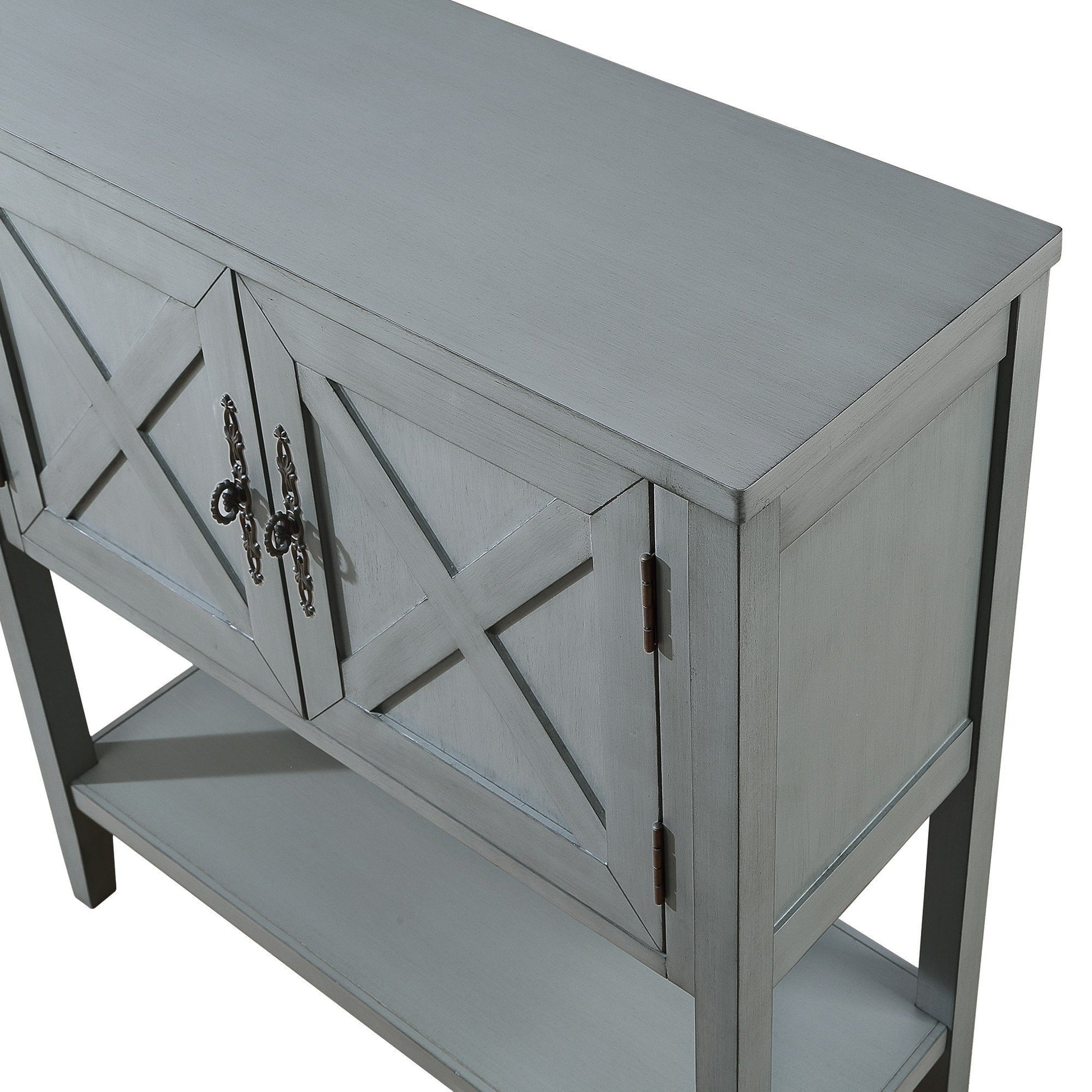 35''Farmhouse Wood Buffet Sideboard Console Table With Bottom Shelf And 2 Door Cabinet, For Living Room, Entryway,Kitchen Dining Room Furniture Antique Gray Antique Gray Pine