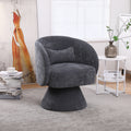 Swivel Accent Chair Armchair, Round Barrel Chair In Fabric For Living Room Bedroom Dark Grey Dark Gray Foam Linen