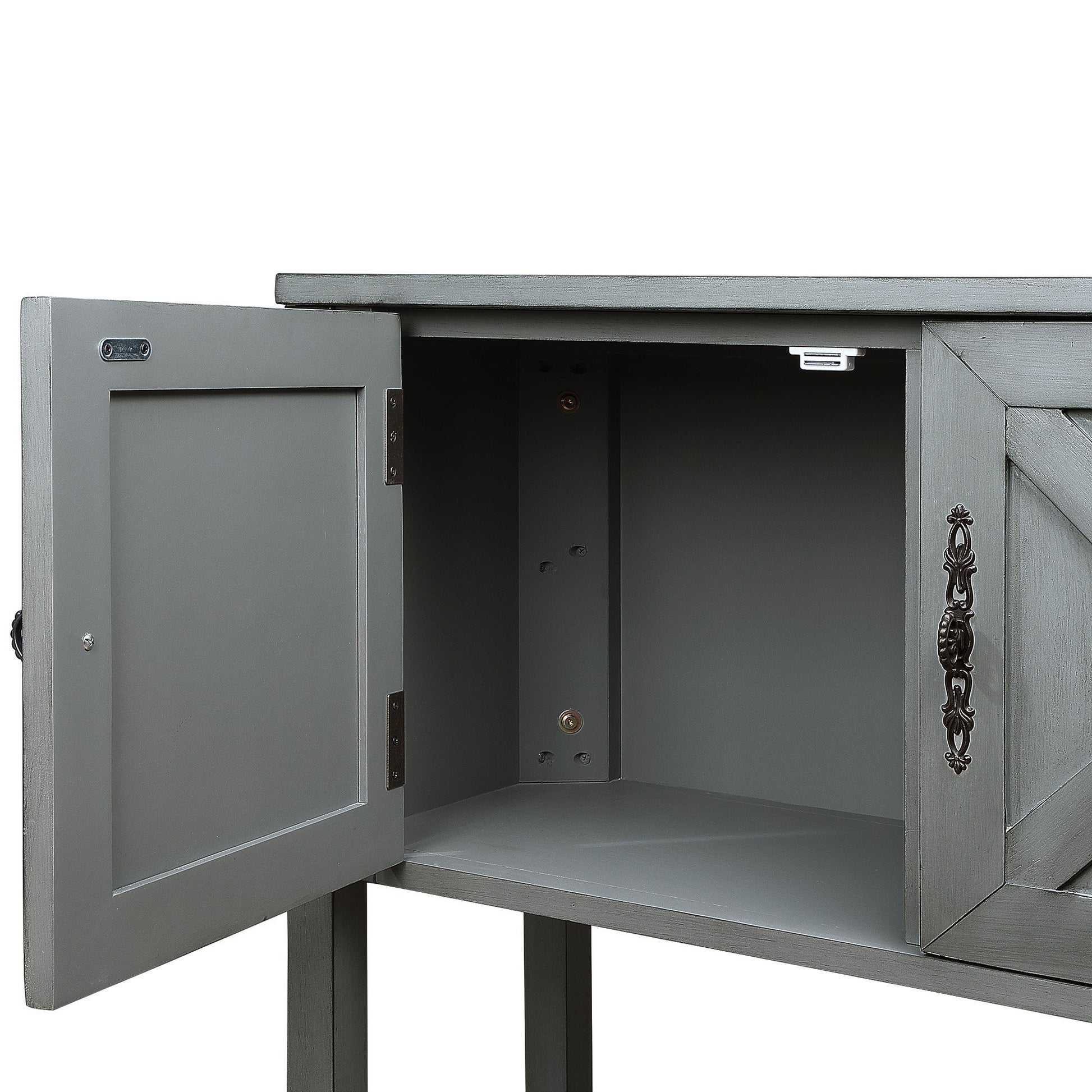 35''Farmhouse Wood Buffet Sideboard Console Table With Bottom Shelf And 2 Door Cabinet, For Living Room, Entryway,Kitchen Dining Room Furniture Antique Gray Antique Gray Pine