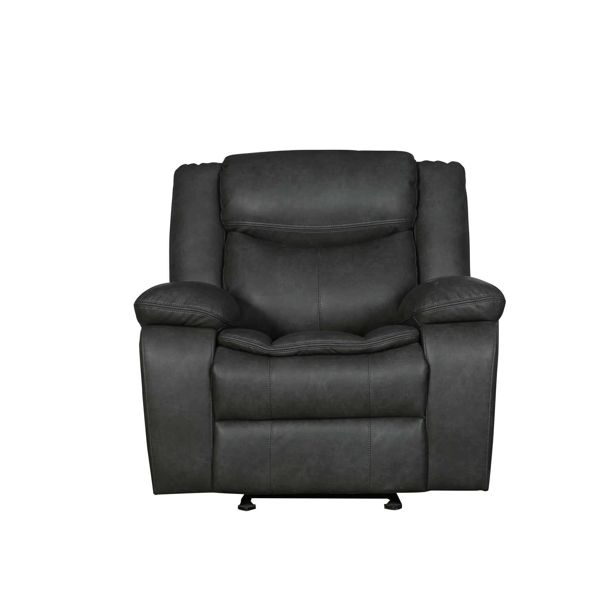 Transitional Leather Air Reclining Chair Gray Foam Leather