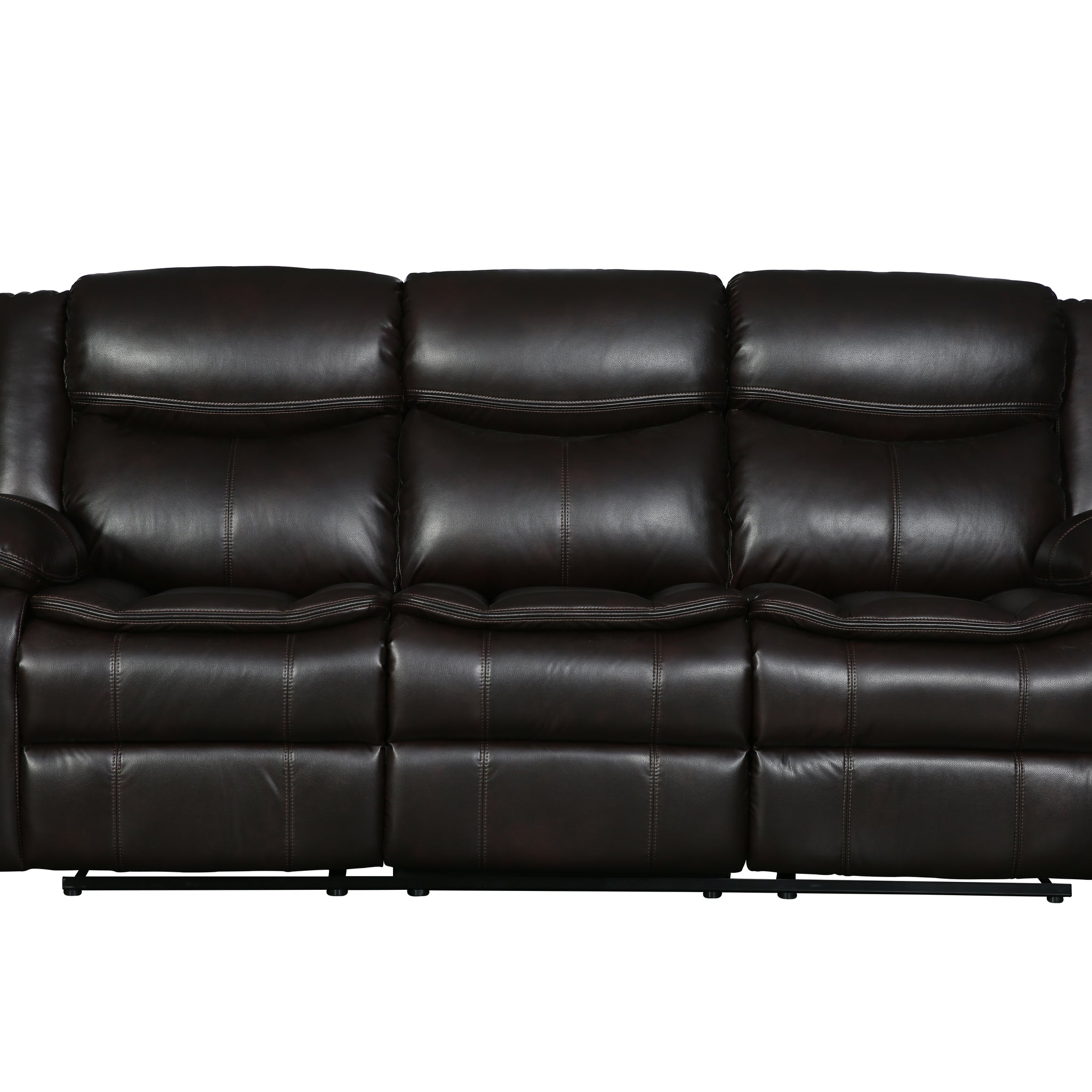 Transitional Leather Air Reclining Sofa Brown Foam Leather