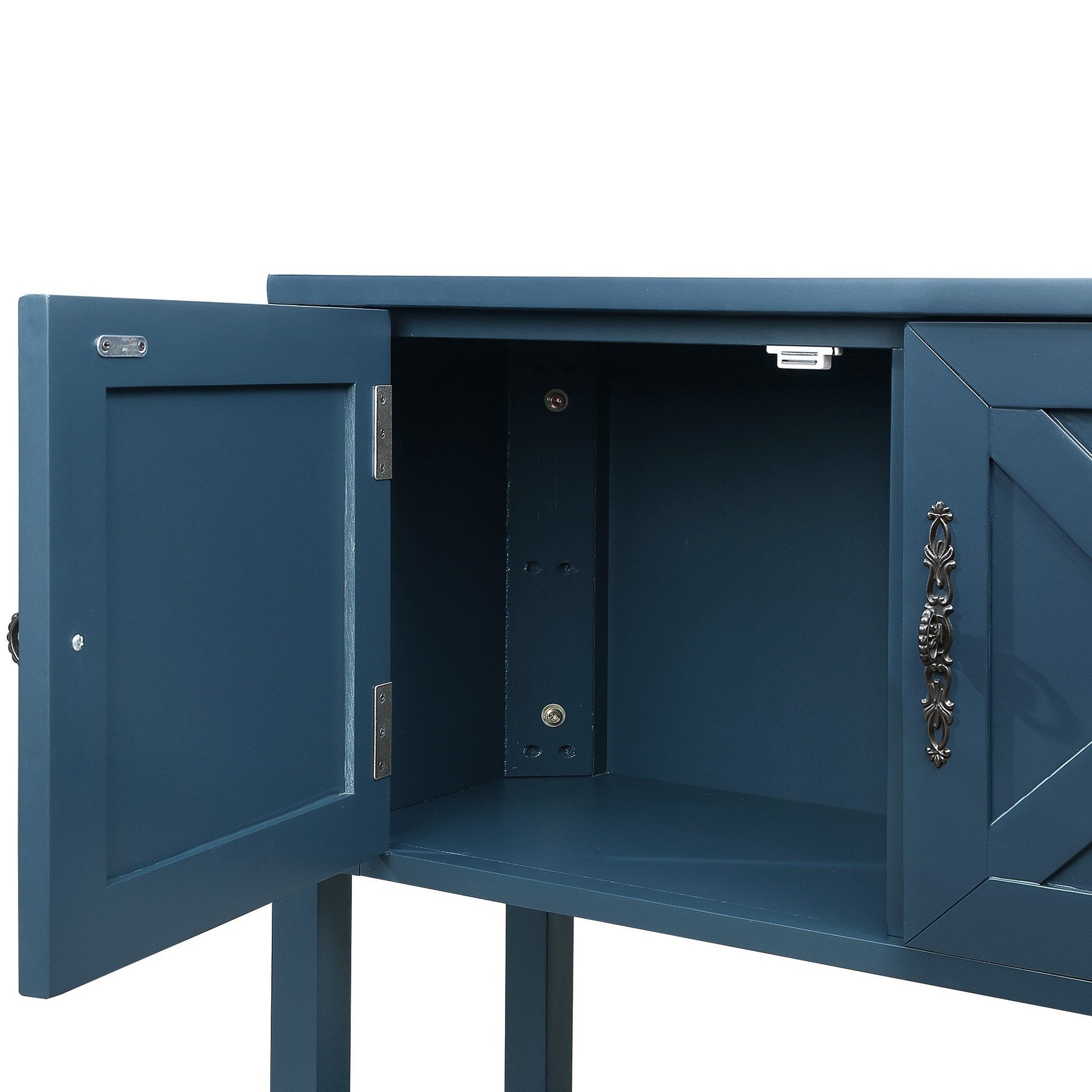 35'' Farmhouse Wood Buffet Sideboard Console Table With Bottom Shelf And 2 Door Cabinet, For Living Room, Entryway,Kitchen Dining Room Furniture Navy Blue Navy Blue Pine
