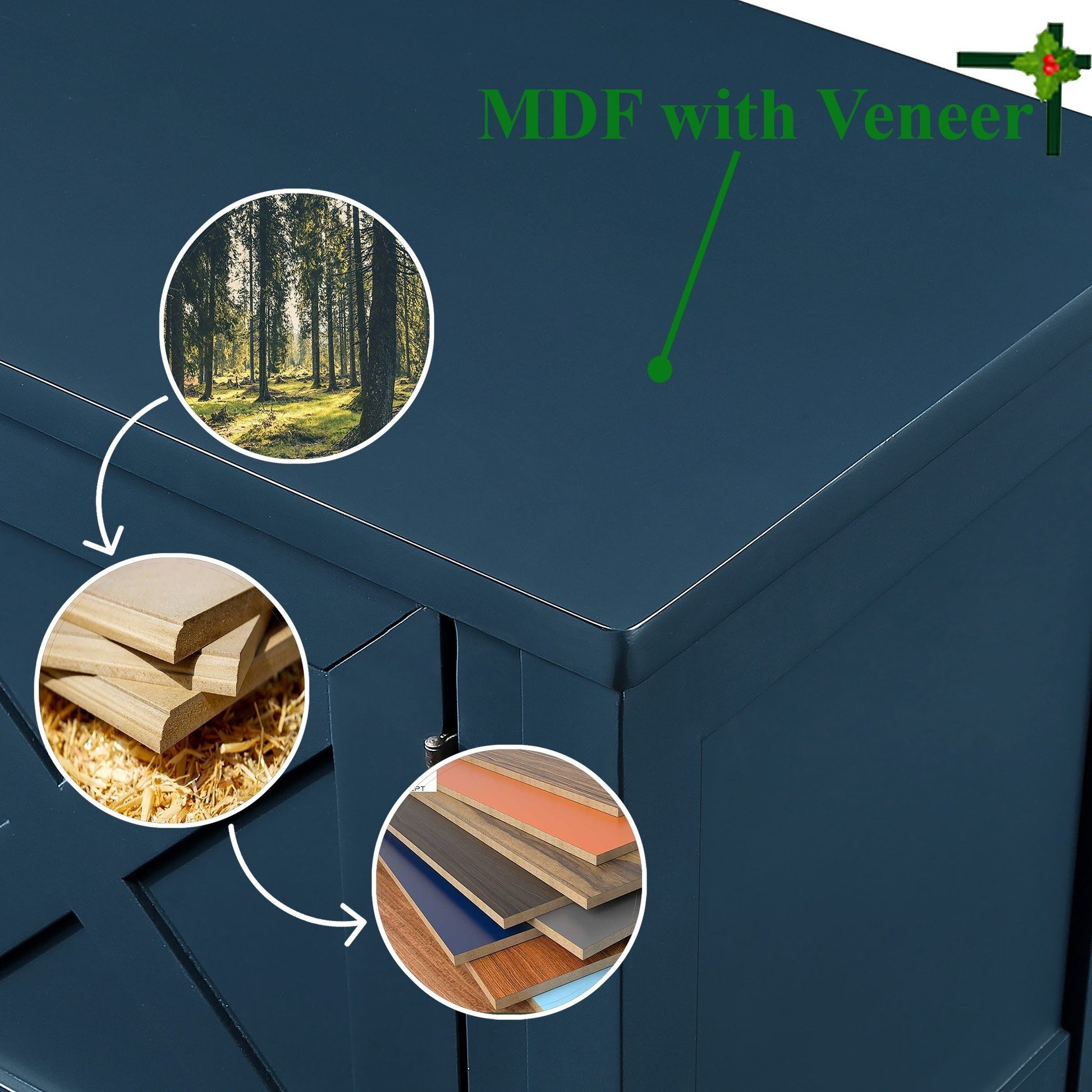 35'' Farmhouse Wood Buffet Sideboard Console Table With Bottom Shelf And 2 Door Cabinet, For Living Room, Entryway,Kitchen Dining Room Furniture Navy Blue Navy Blue Pine