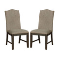 Transitional Set Of 2 Side Chairs Espresso Warm Gray Nail Heads Solid Wood Chair Fabric Upholstered Padded Seat Kitchen Rustic Dining Room Furniture Espresso Dining Room Contemporary,Modern Dining Chairs Rubberwood Solid Back Solid Wood