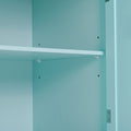 Kitchen Island Cart With 4 Door Cabinet And Two Drawers And 2 Locking Wheels Solid Wood Top, Adjustable Shelves, Spice & Towel Rack Mint Green Green Mdf