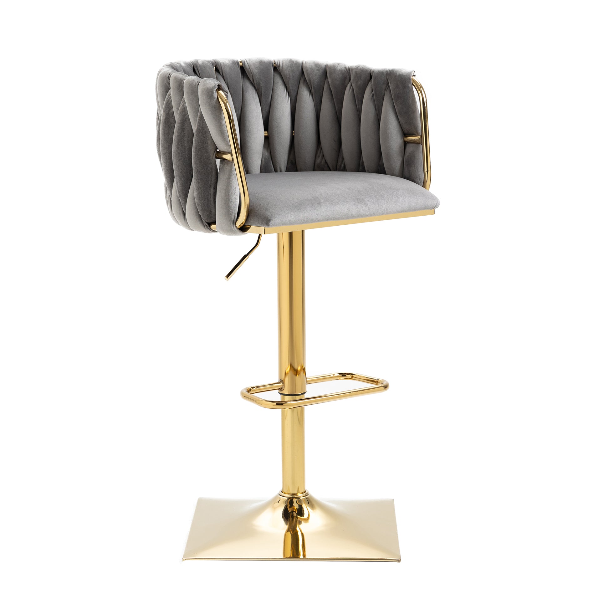 Coolmore Vintage Bar Stools With Back And Footrest Counter Height Dining Chairs 1 Pc Cnt Gray Velvet