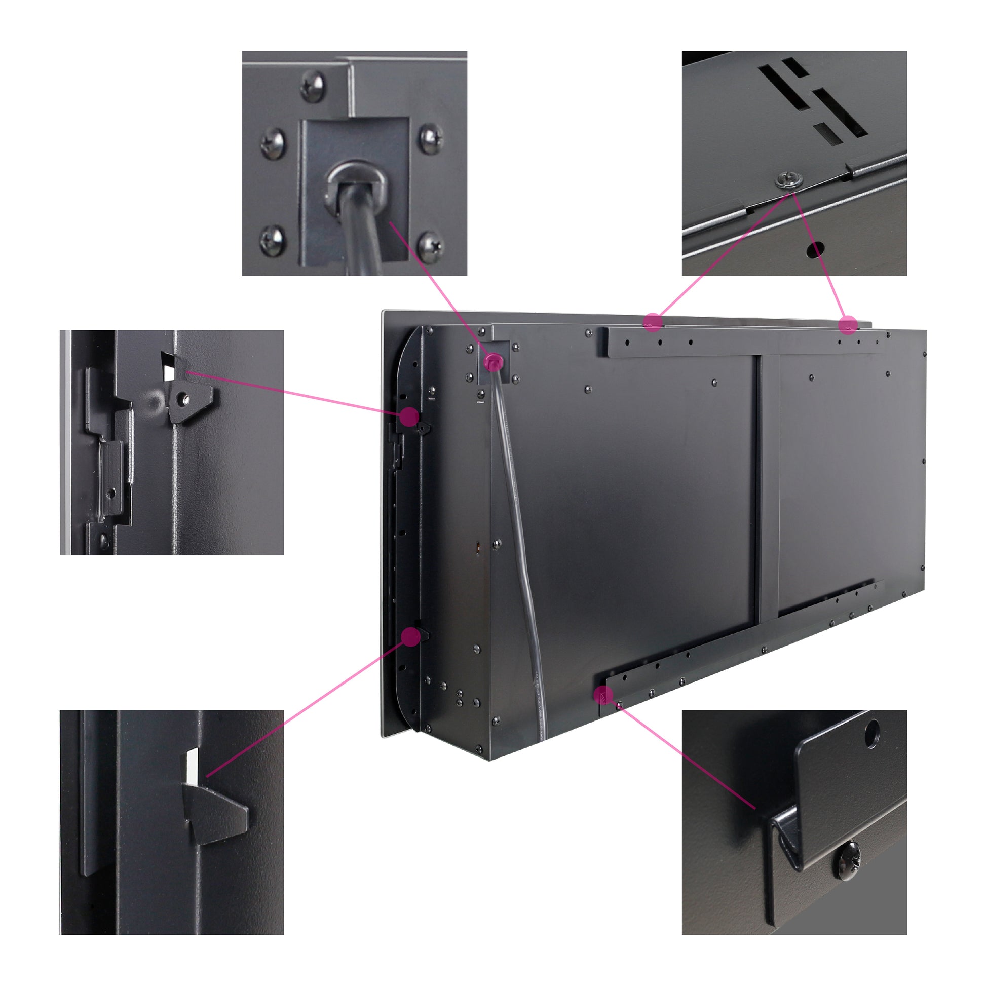 42 Inch Recessed Ultra Thin Tempered Glass Front Wall Mounted Electric Fireplace With Remote And Multi Color Flame & Emberbed, Led Light Heater Powder Coated Electric Antique Black Vent Free Yes Tempered Glass Sheet Metal Plastic