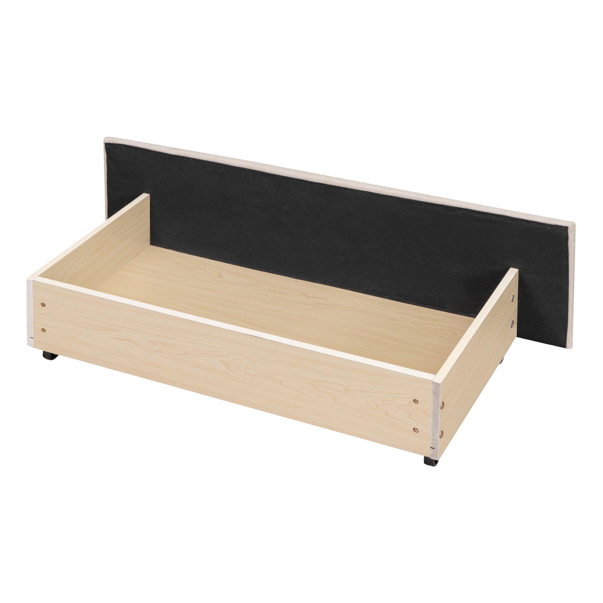 Queen Size Upholstered Platform Bed With Brick Pattern Headboard And 4 Drawers, Linen Fabric, Beige Beige Upholstered