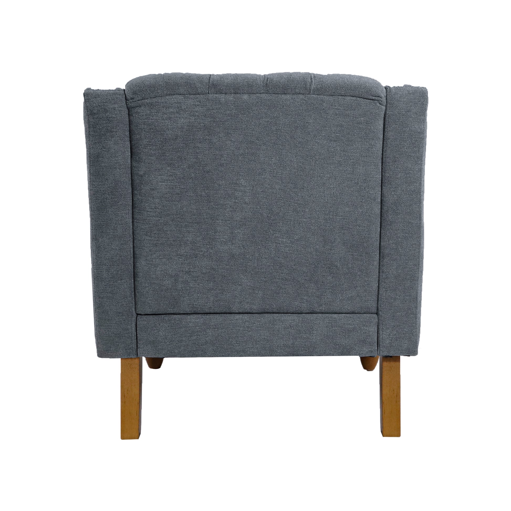 Grey Accent Chair, Living Room Chair, Footrest Chair Set With Vintage Brass Studs, Button Tufted Upholstered Armchair For Living Room, Comfy Reading Chair For Bedroom, Reception Room Grey Linen