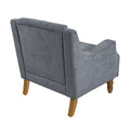 Grey Accent Chair, Living Room Chair, Footrest Chair Set With Vintage Brass Studs, Button Tufted Upholstered Armchair For Living Room, Comfy Reading Chair For Bedroom, Reception Room Grey Linen
