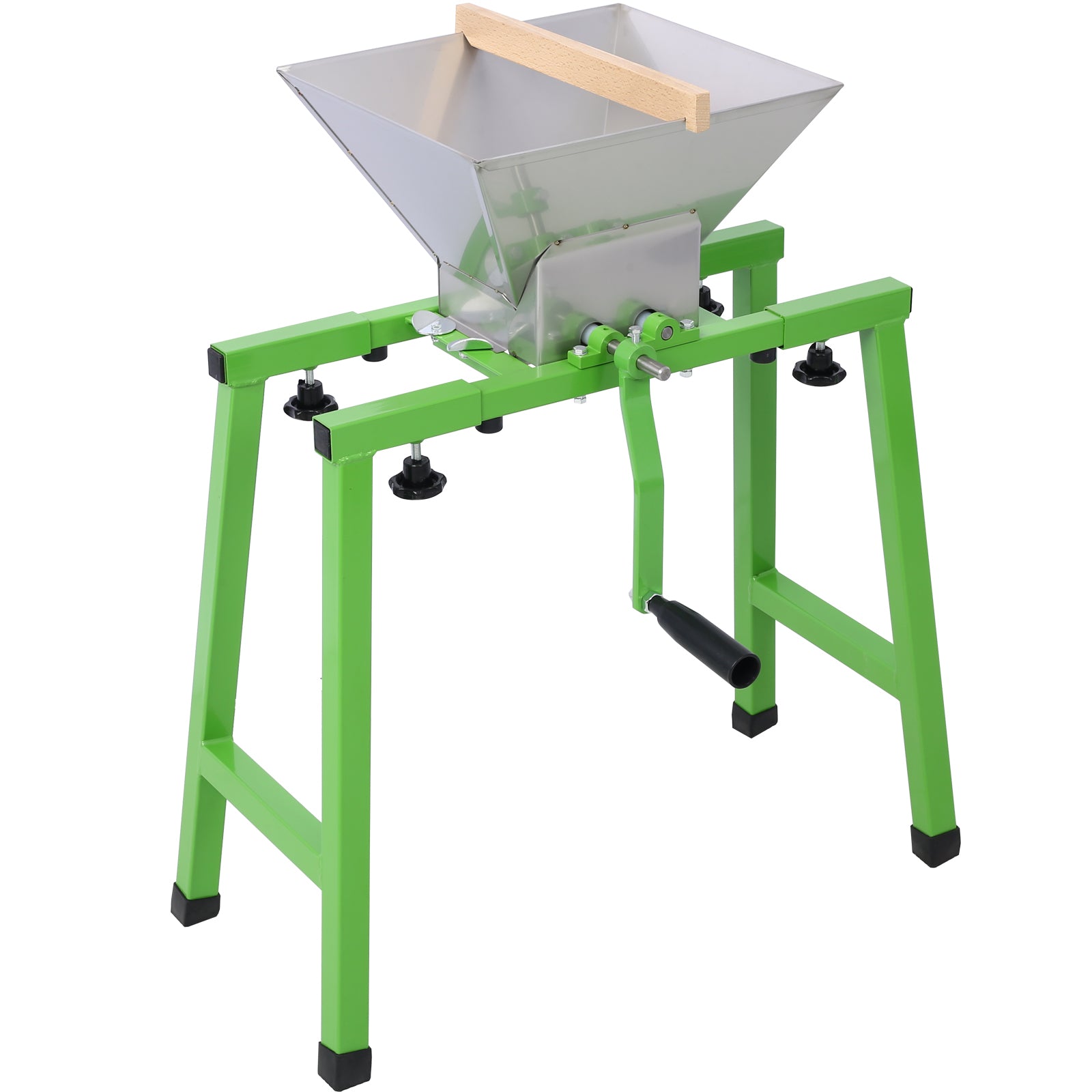 7L Manual Juicer Grinder With Stand,Portable Fruit Crusher With Wheel Stainless Steel Fruit Scratter Pulper For Wine And Cider Pressing Green Steel
