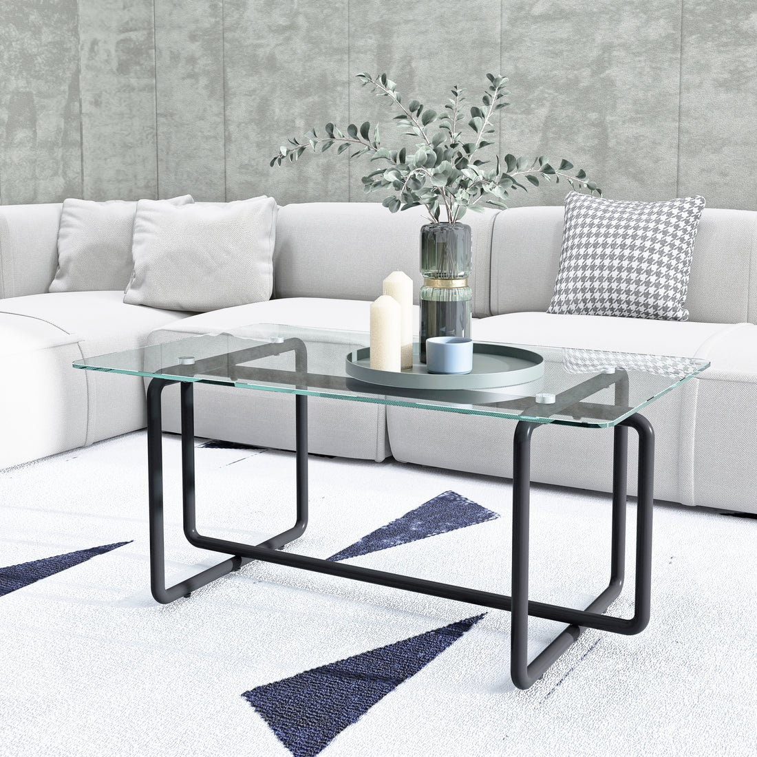 Modern Tempered Glass Tea Table Coffee Table, Table For Living Room,Transparent Transparent Tempered Glass