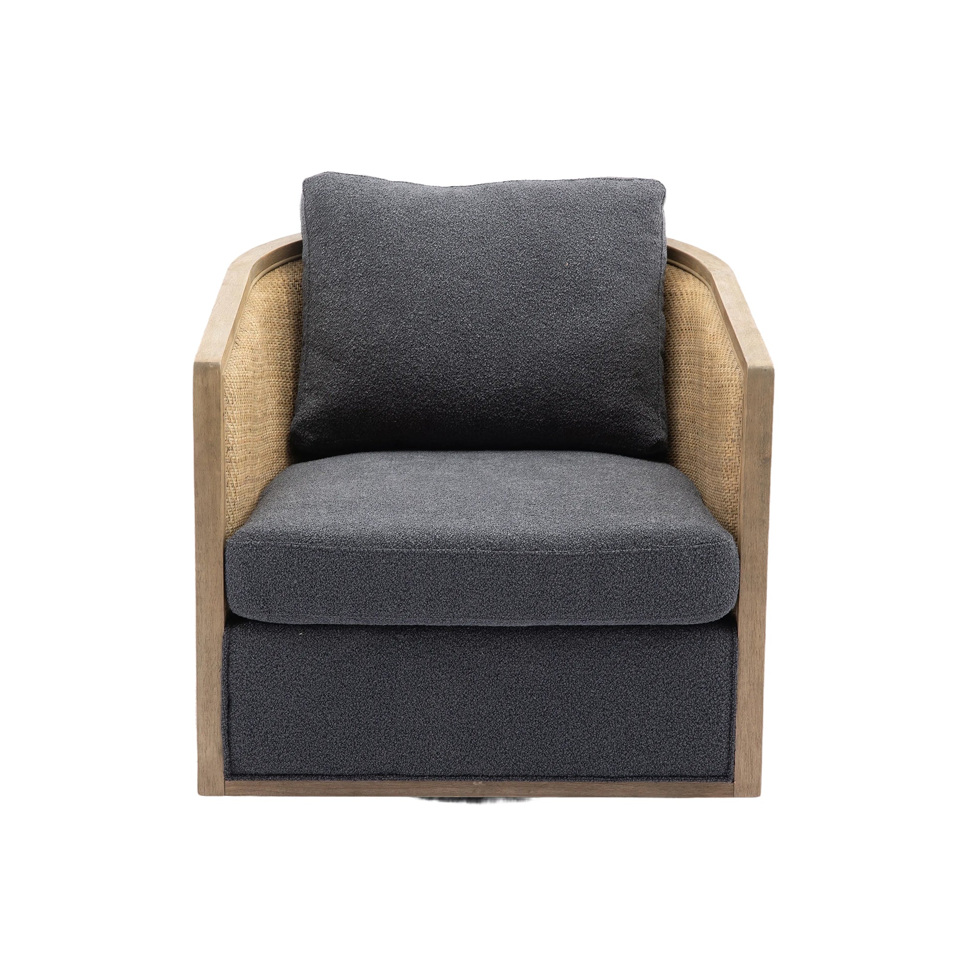 Coolmore Swivel Barrel Chair, Comfy Round Accent Sofa Chair For Living Room, 360 Degree Swivel Barrel Club Chair, Leisure Arm Chair For Nursery, Hotel, Bedroom, Office, Lounge Carbon Black Boucle Carbon Black Foam Boucle