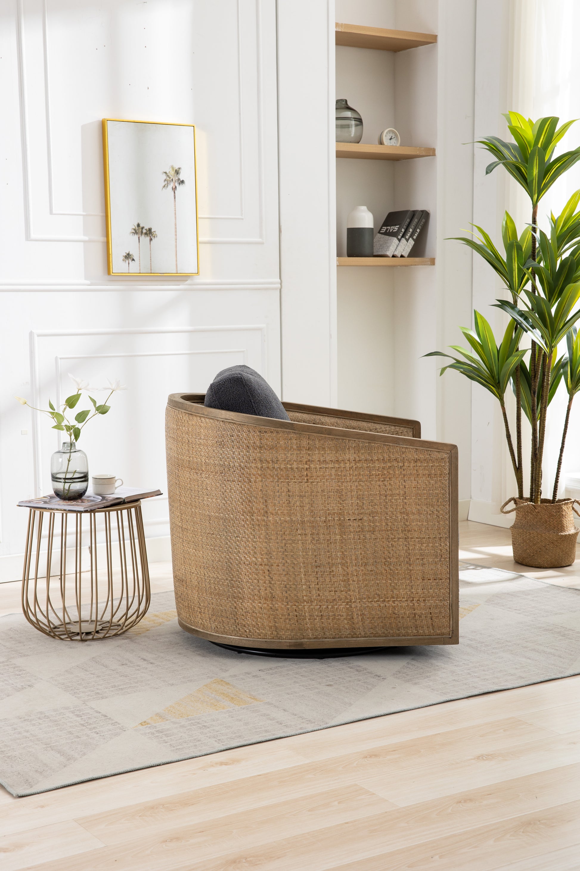 Coolmore Swivel Barrel Chair, Comfy Round Accent Sofa Chair For Living Room, 360 Degree Swivel Barrel Club Chair, Leisure Arm Chair For Nursery, Hotel, Bedroom, Office, Lounge Carbon Black Boucle Carbon Black Foam Boucle