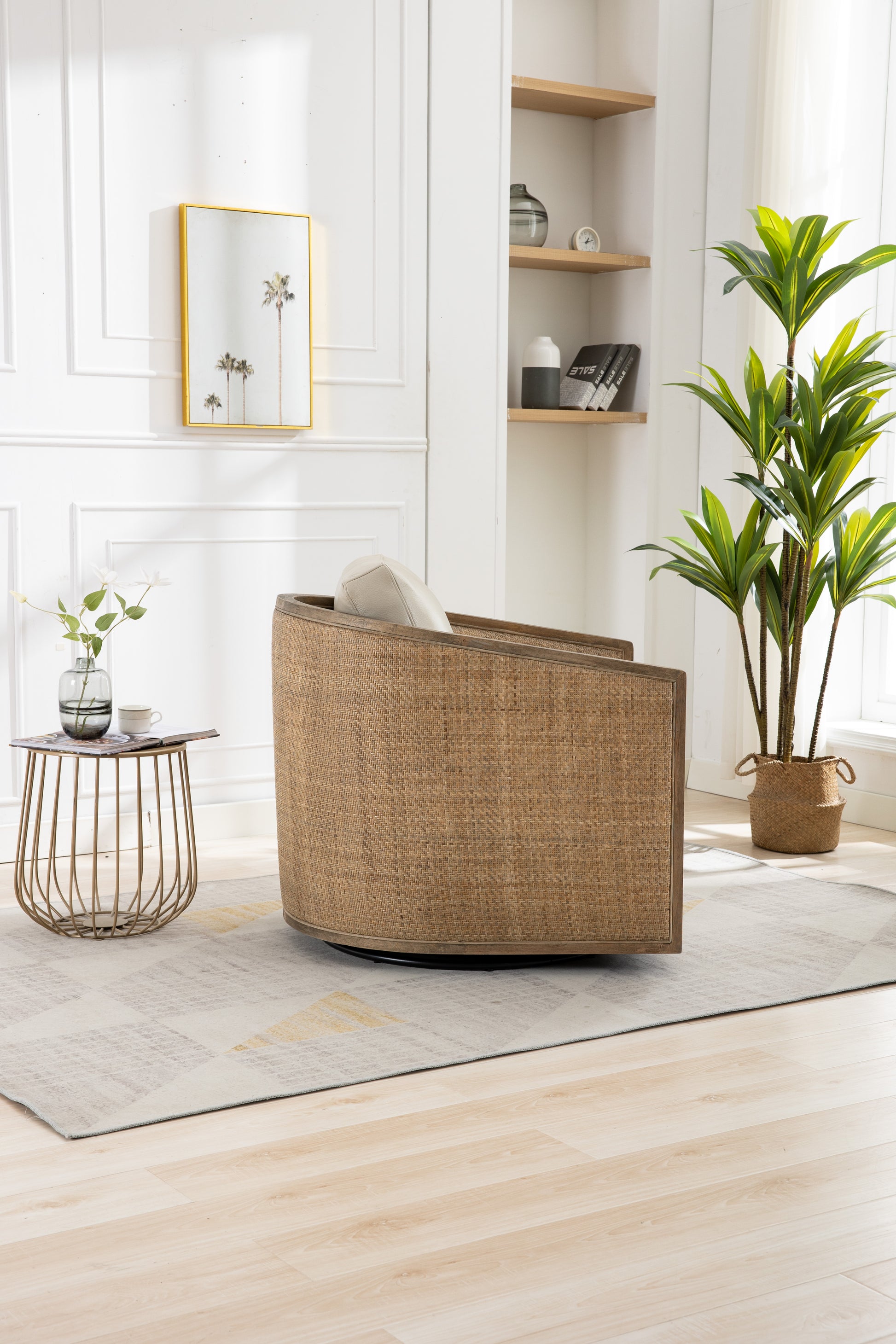 Coolmore Swivel Barrel Chair, Comfy Round Accent Sofa Chair For Living Room, 360 Degree Swivel Barrel Club Chair, Leisure Arm Chair For Nursery, Hotel, Bedroom, Office, Lounge Oyster Grey Leather