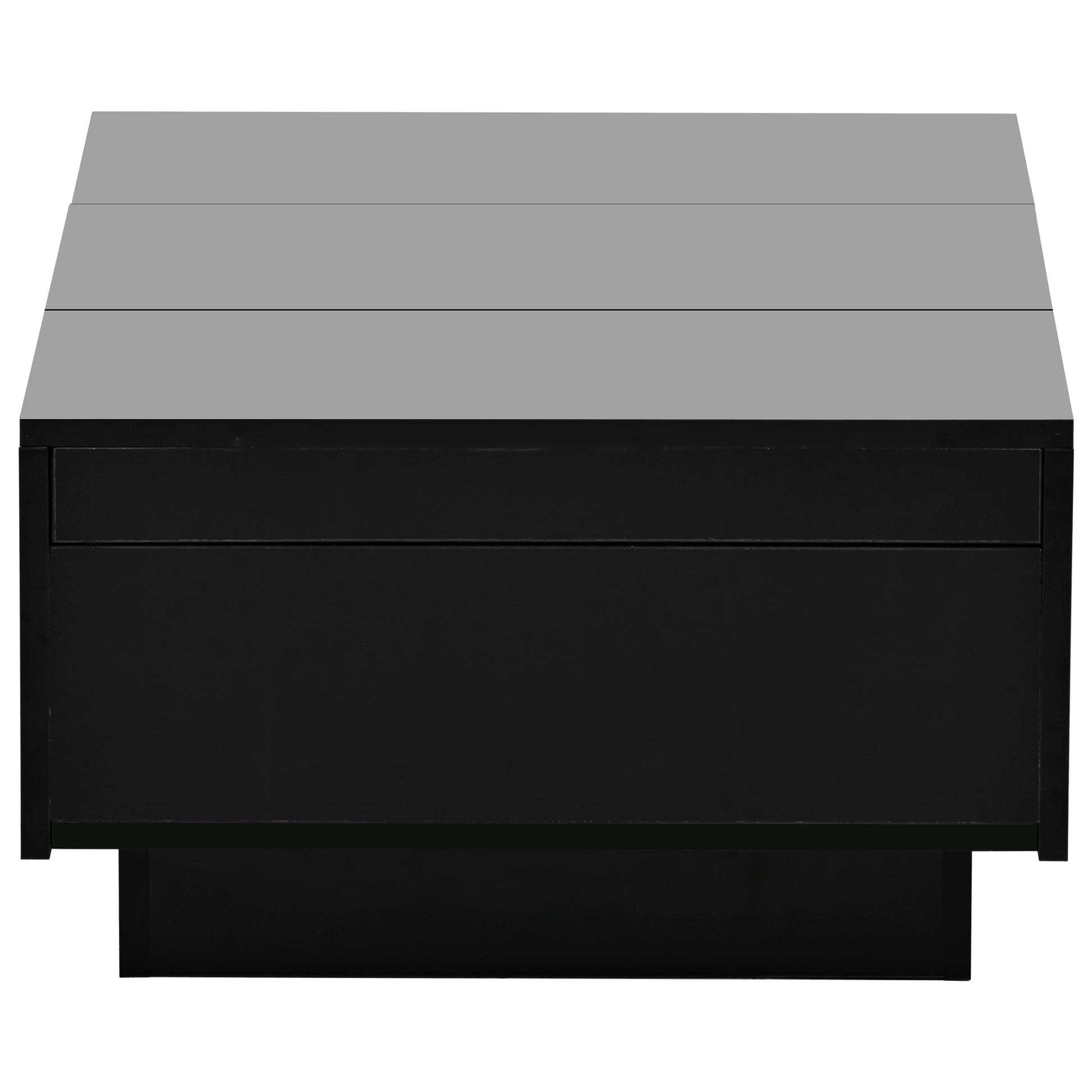 Coffee Table With 2 Large Hidden Storage Compartment, Extendable Cocktail Table With 2 Drawers, High Gloss Center Table With Sliding Top For Living Room, 39.3"X21.6", Black Black Soft Close Drawers Primary Living Space Contemporary Freestanding