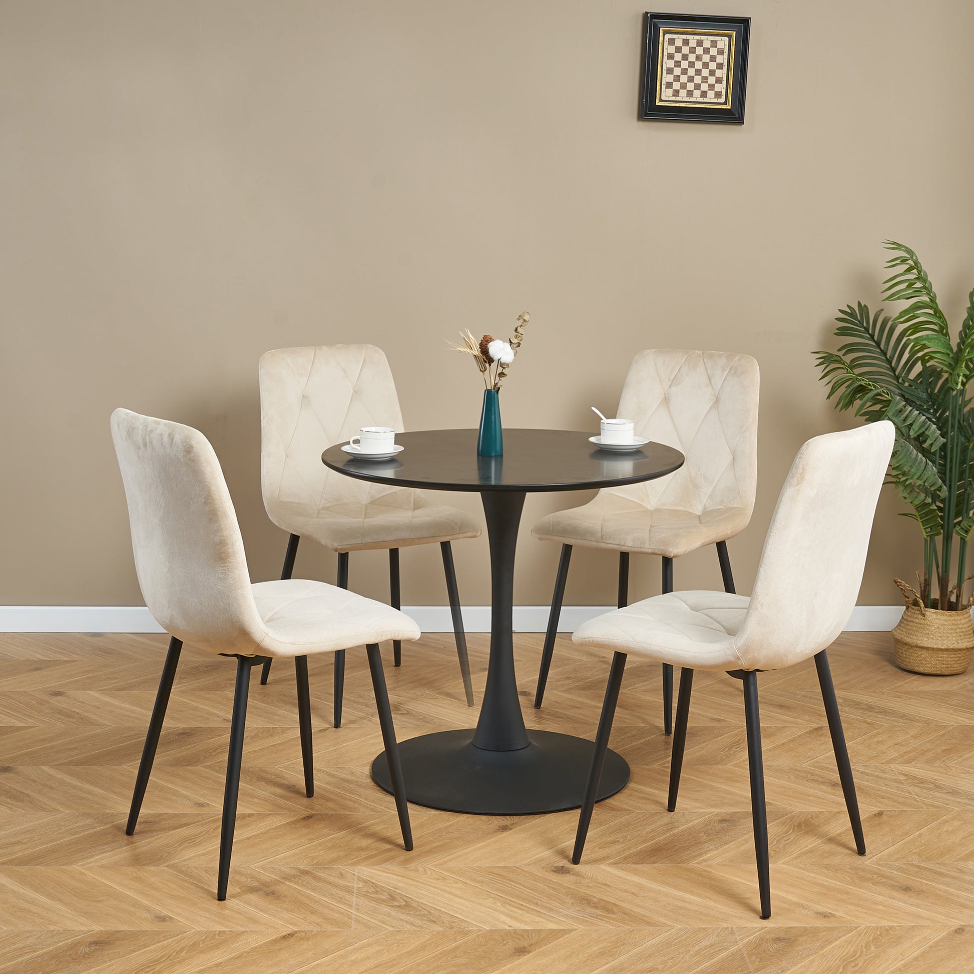 Light Luxury And Simple Style, Horn Chassis Design, Home Hospitality, Business Negotiations, Leisure Party Special, High Appearance Level For Multiple Scenes Set Of 1 Black Mdf