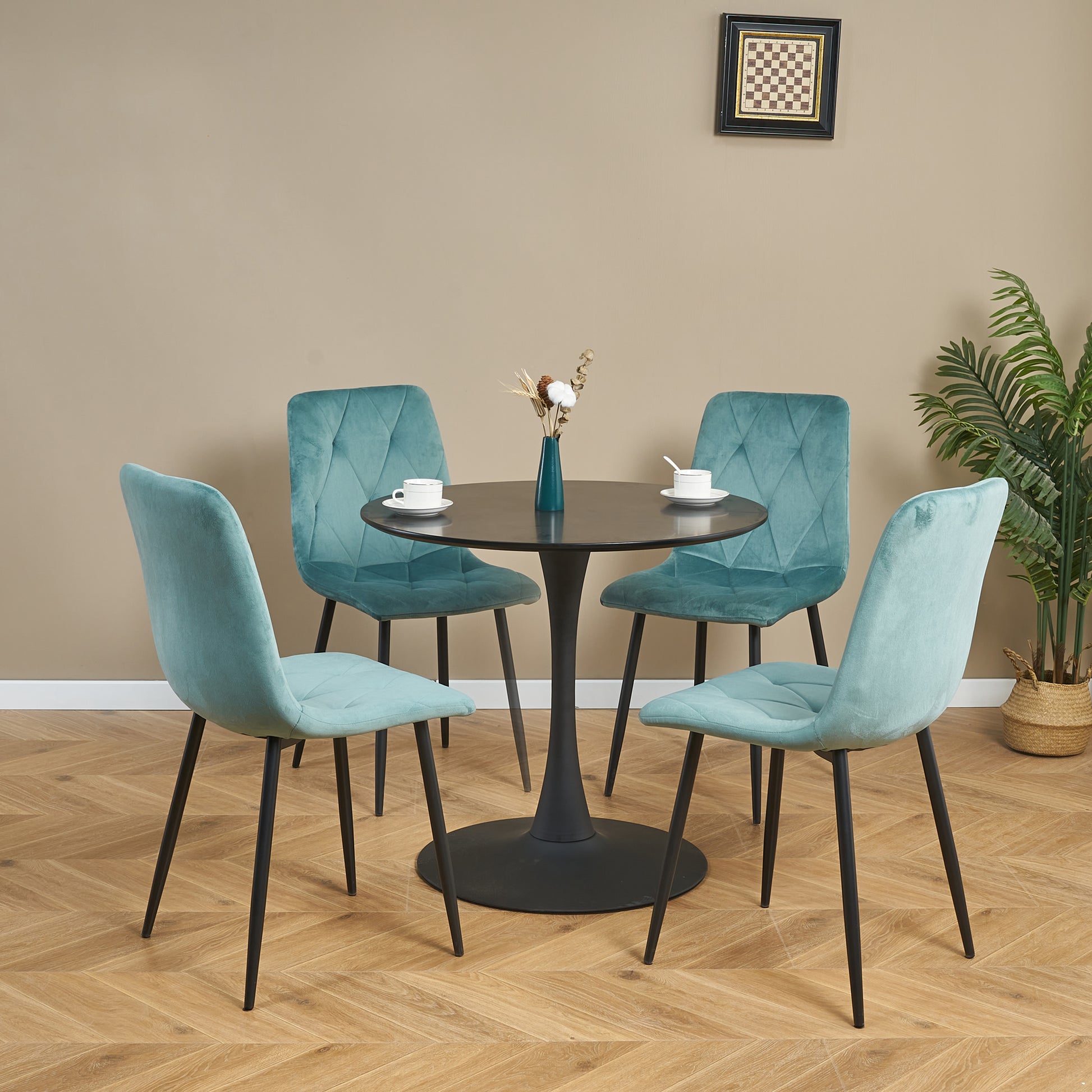 Light Luxury And Simple Style, Horn Chassis Design, Home Hospitality, Business Negotiations, Leisure Party Special, High Appearance Level For Multiple Scenes Set Of 1 Black Mdf