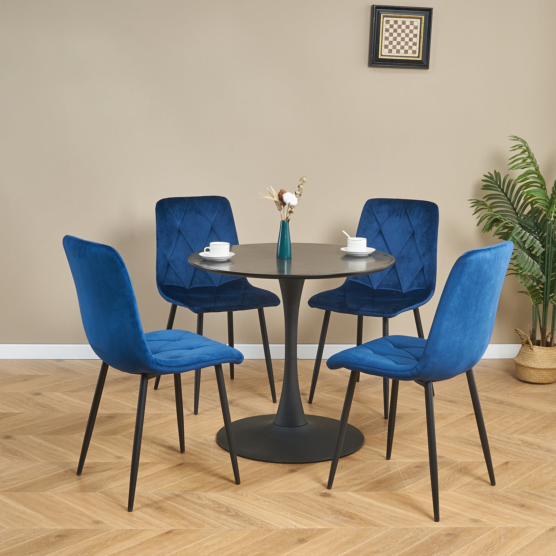 Light Luxury And Simple Style, Horn Chassis Design, Home Hospitality, Business Negotiations, Leisure Party Special, High Appearance Level For Multiple Scenes Set Of 1 Black Mdf