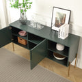 Combo Mid Century Sideboard Buffet Table Or Tv Stand With Storage For Living Room Kitchen Green Wood Stainless Steel