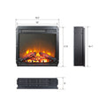 18 Inch Electric Fireplace Insert, Ultra Thin Heater With Log Set & Realistic Flame, Overheating Protection Antique Black No Tempered Glass Sheet Metal Plastic