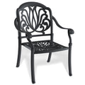 Cushions In Random Colors 5 Piece Set Of Cast Aluminum Patio Furniture With Cushions Yes Dining Set Black Seats 4 Rust Resistant Frame Water Resistant Cushion Garden & Outdoor Complete Patio Sets