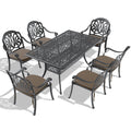 Cushions In Random Colors 7 Piece Set Of Cast Aluminum Patio Furniture With Cushions Yes Complete Patio Set Black Seats 6 Rust Resistant Frame Water Resistant Cushion Garden & Outdoor Complete Patio Sets Aluminium