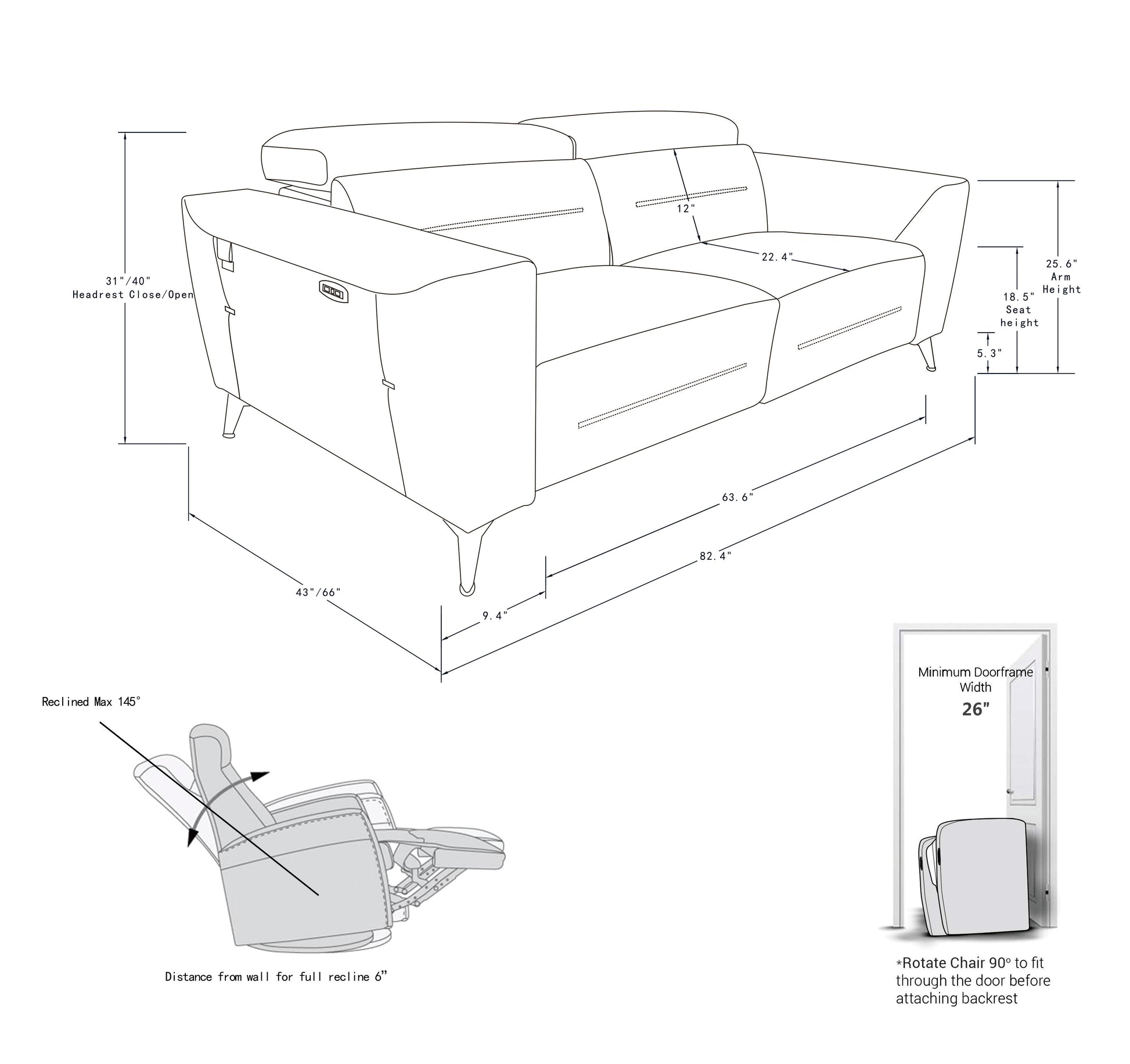 Top Grain Italian Leather Sofa With Power Recliner White Foam Leather