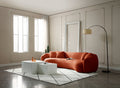 102'' 5 Seater Boucle Sofa Modern Sectional Half Moon Leisure Couch Curved Sofa Teddy Fleece Orange Orange Boucle 5 Seat