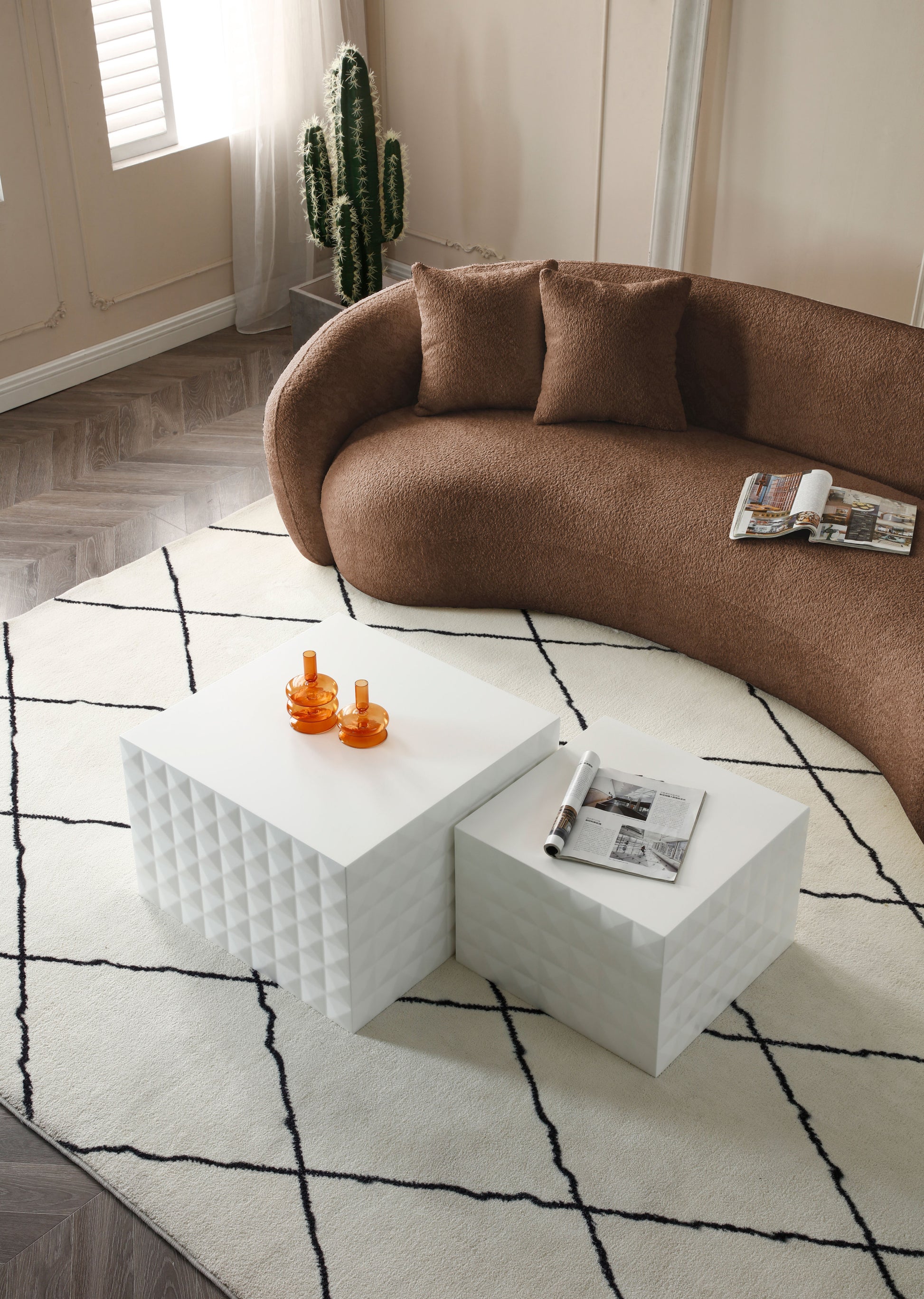 102'' 5 Seater Boucle Sofa Modern Sectional Half Moon Leisure Couch Curved Sofa Teddy Fleece Brown Brown Boucle 5 Seat