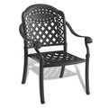Cushions In Random Colors 5 Piece Set Of Cast Aluminum Patio Furniture With Cushions Yes Dining Set Black Seats 4 Rust Resistant Frame Water Resistant Cushion Garden & Outdoor Complete Patio Sets