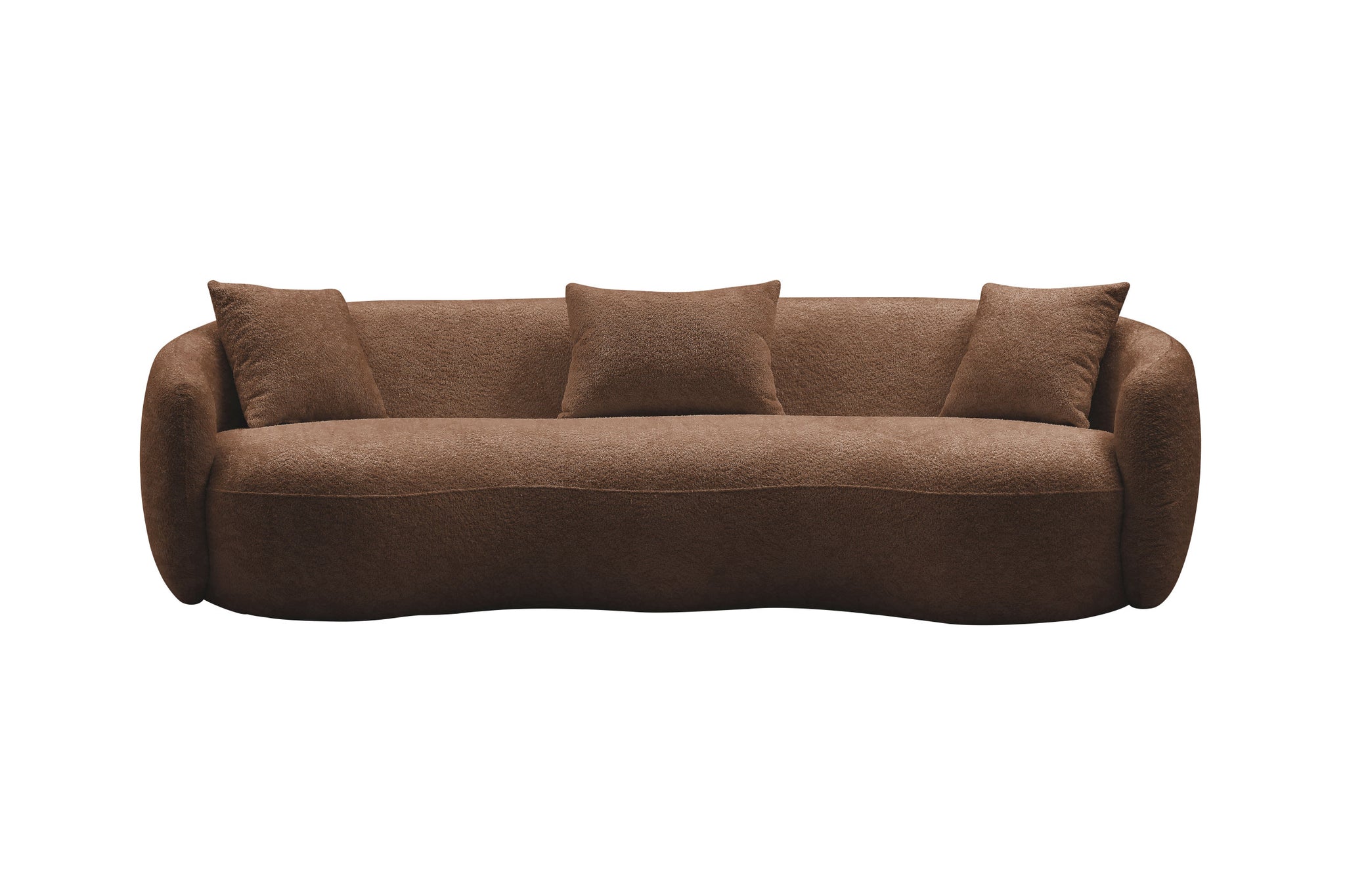 93.6Inch Mid Century Modern Curved Living Room Sofa, Boucle Fabric Couch For Bedroom, Office, Apartment, Brown Brown Boucle 3 Seat