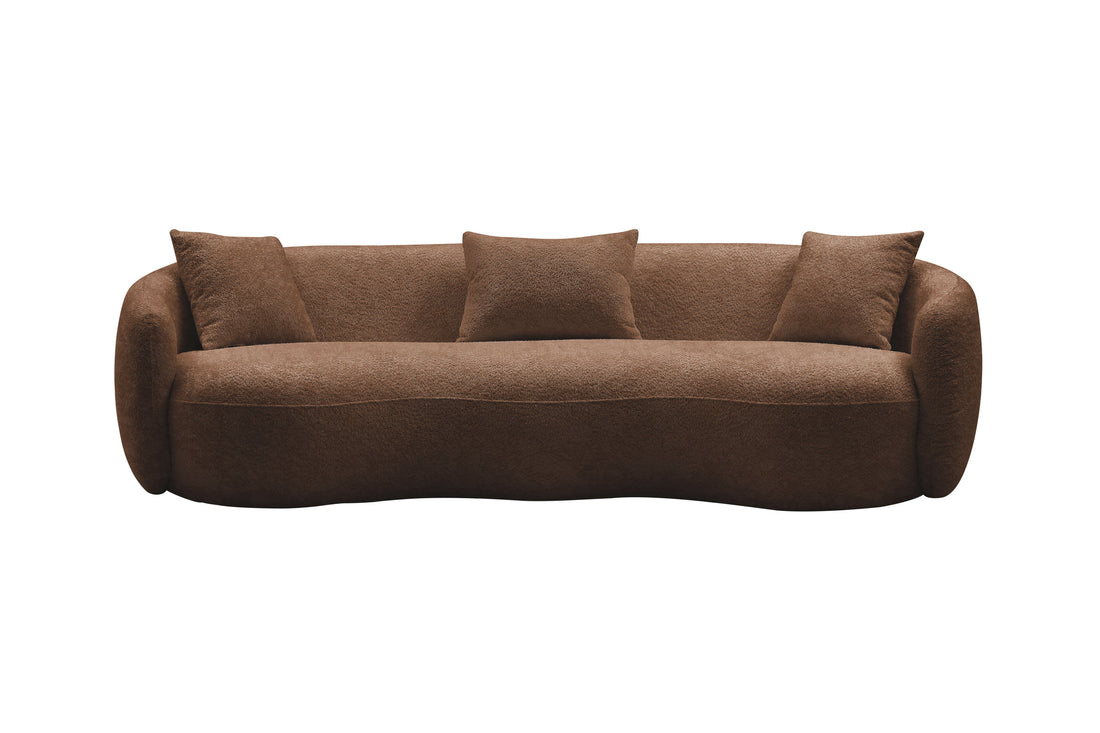 93.6Inch Mid Century Modern Curved Living Room Sofa, Boucle Fabric Couch For Bedroom, Office, Apartment, Brown Brown Boucle 3 Seat