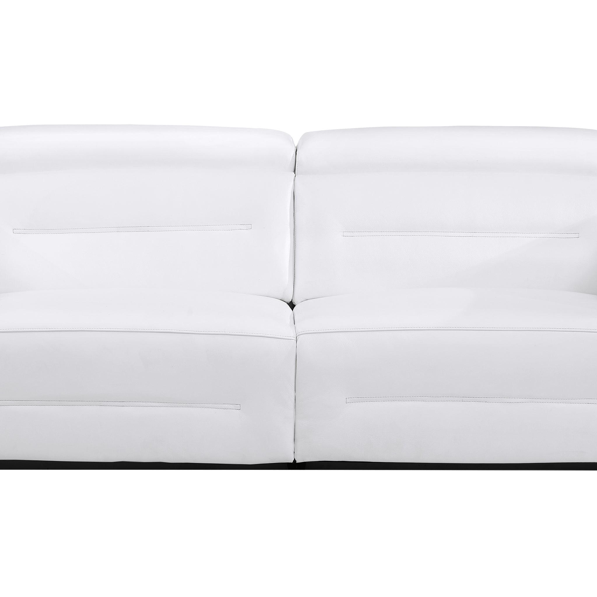 Top Grain Italian Leather Sofa With Power Recliner White Foam Leather