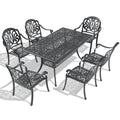 Cushions In Random Colors 7 Piece Set Of Cast Aluminum Patio Furniture With Cushions Yes Complete Patio Set Black Seats 6 Rust Resistant Frame Water Resistant Cushion Garden & Outdoor Complete Patio Sets Aluminium