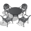 Cushions In Random Colors 5 Piece Set Of Cast Aluminum Patio Furniture With Cushions Yes Dining Set Black Seats 4 Rust Resistant Frame Water Resistant Cushion Garden & Outdoor Complete Patio Sets Aluminium