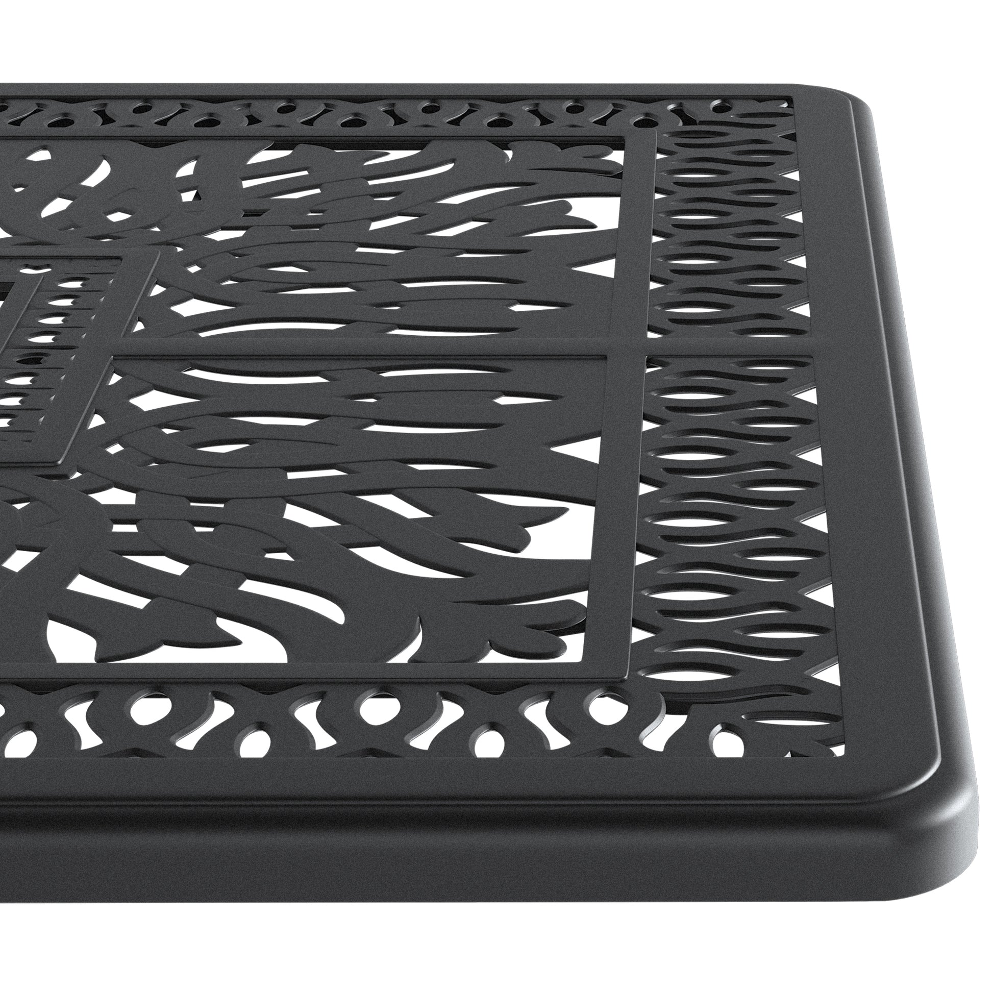 Cushions In Random Colors 5 Piece Set Of Cast Aluminum Patio Furniture With Cushions Yes Dining Set Black Seats 4 Rust Resistant Frame Water Resistant Cushion Garden & Outdoor Complete Patio Sets Aluminium