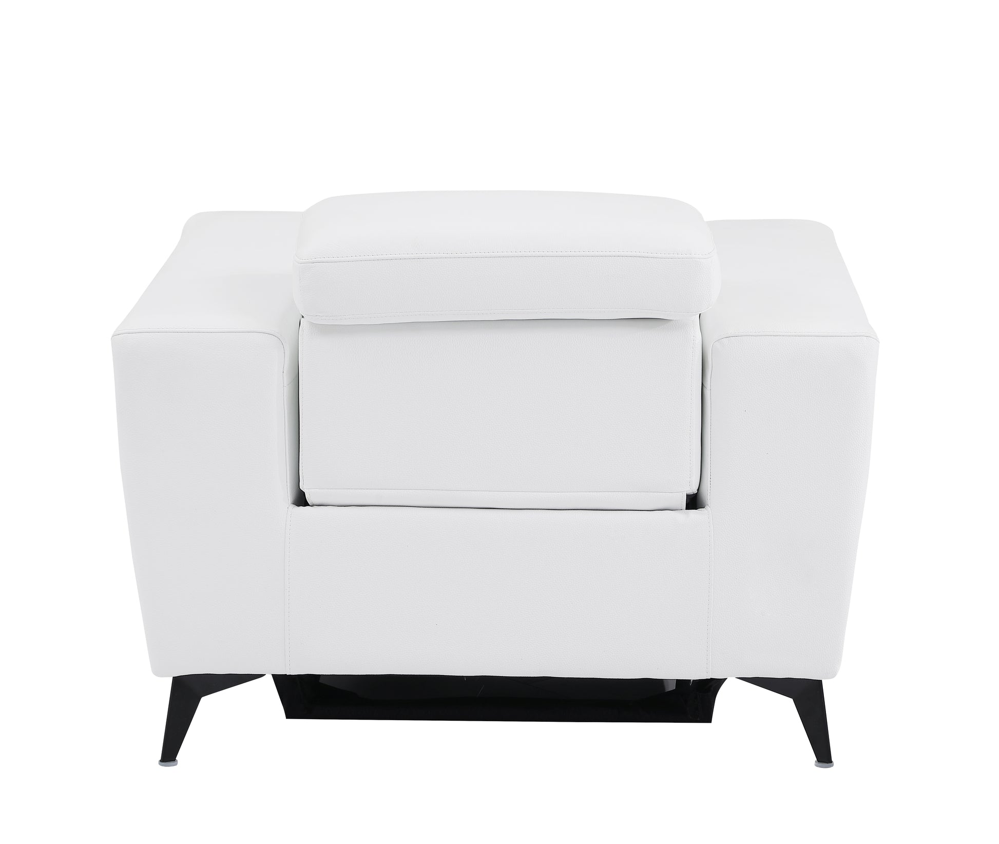 Top Grain Italian Leather Chair With Power Recliner White Foam Leather