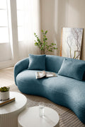 93.6 Inch Modern Curved Sofa, Boucle Fabric Couch For Bedroom, Office, Apartment Blue Blue Boucle 3 Seat