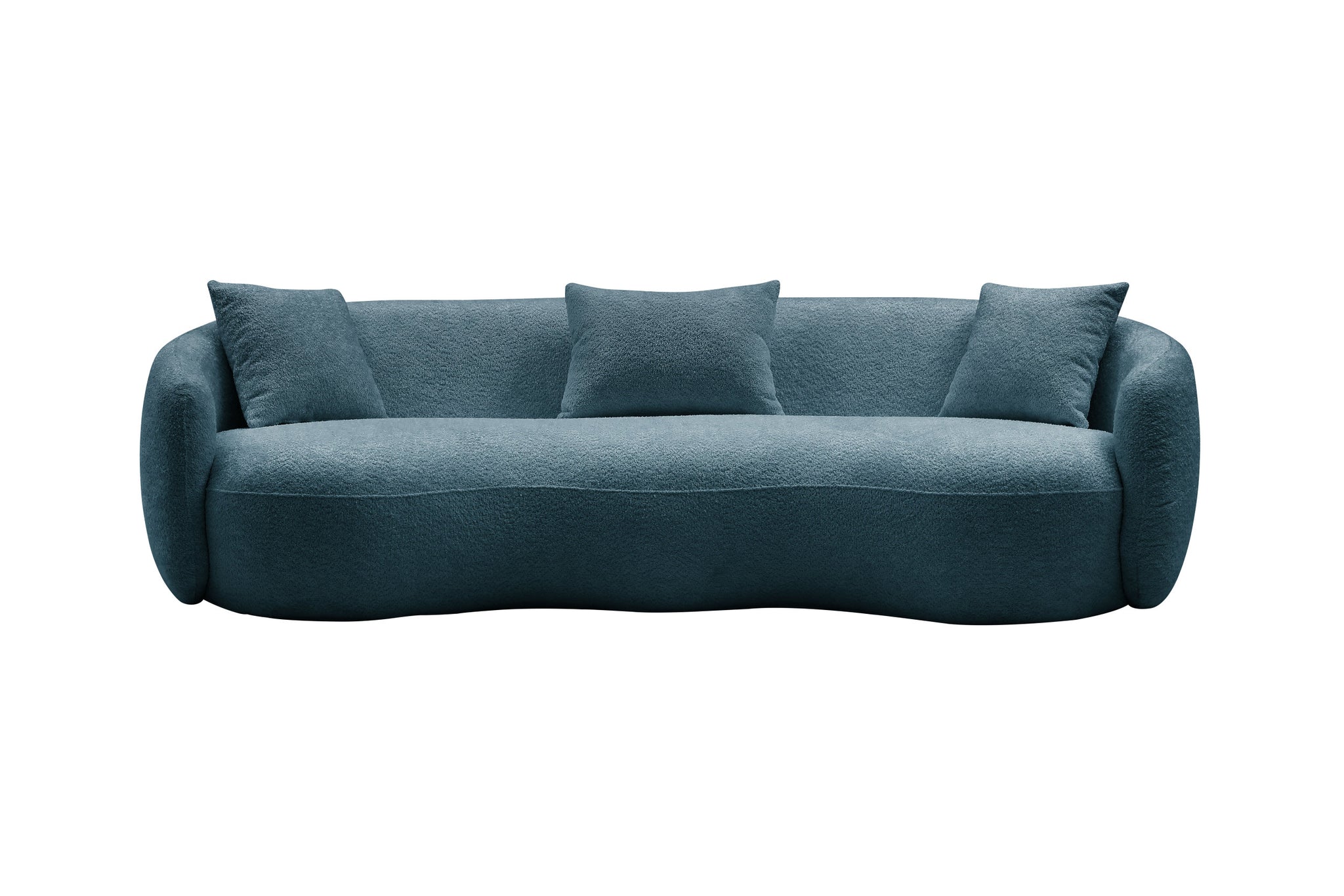 93.6 Inch Modern Curved Sofa, Boucle Fabric Couch For Bedroom, Office, Apartment Blue Blue Boucle 3 Seat