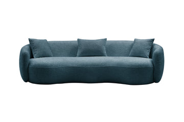 93.6 Inch Modern Curved Sofa, Boucle Fabric Couch For Bedroom, Office, Apartment Blue Blue Boucle 3 Seat