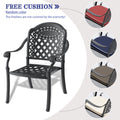 Cushions In Random Colors 5 Piece Set Of Cast Aluminum Patio Furniture With Cushions Yes Dining Set Black Seats 4 Rust Resistant Frame Water Resistant Cushion Garden & Outdoor Complete Patio Sets
