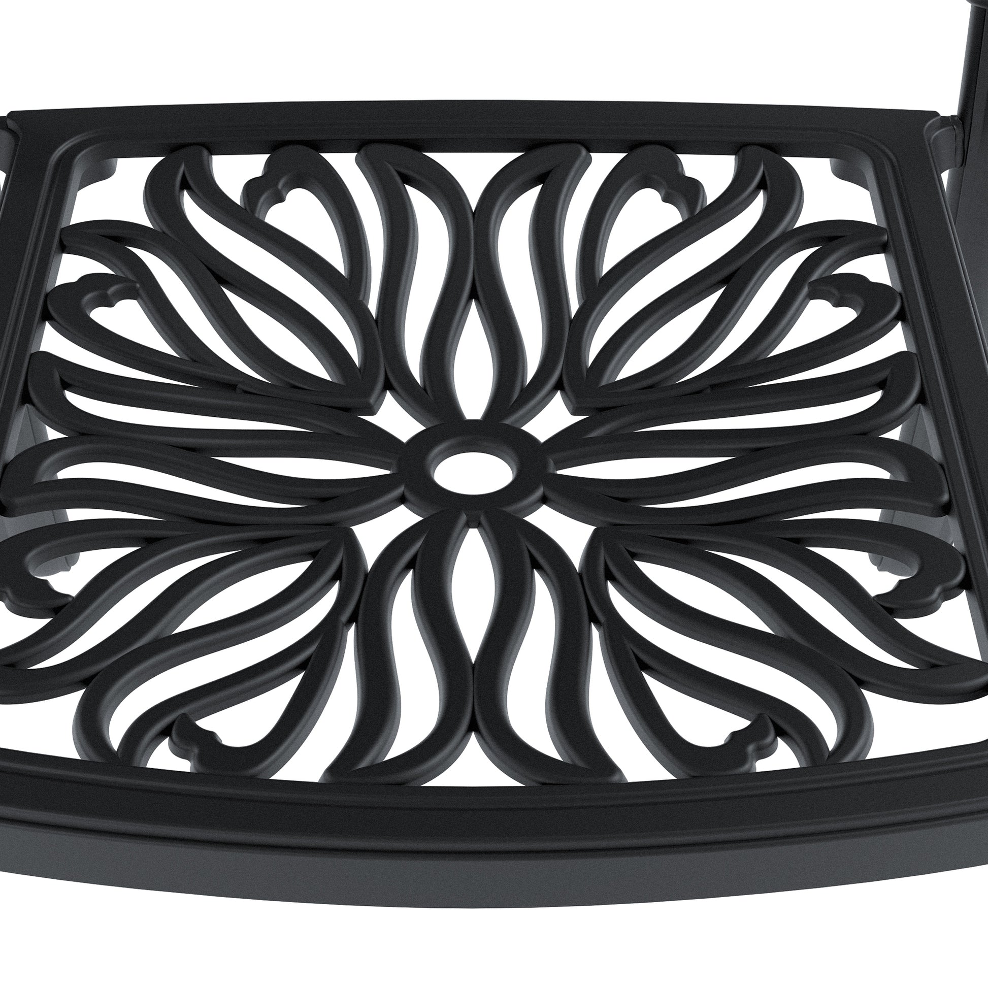 Cushions In Random Colors 3 Piece Set Of Cast Aluminum Patio Furniture With Cushions Yes Dining Set Black Seats 2 Rust Resistant Frame Water Resistant Cushion Garden & Outdoor Complete Patio Sets