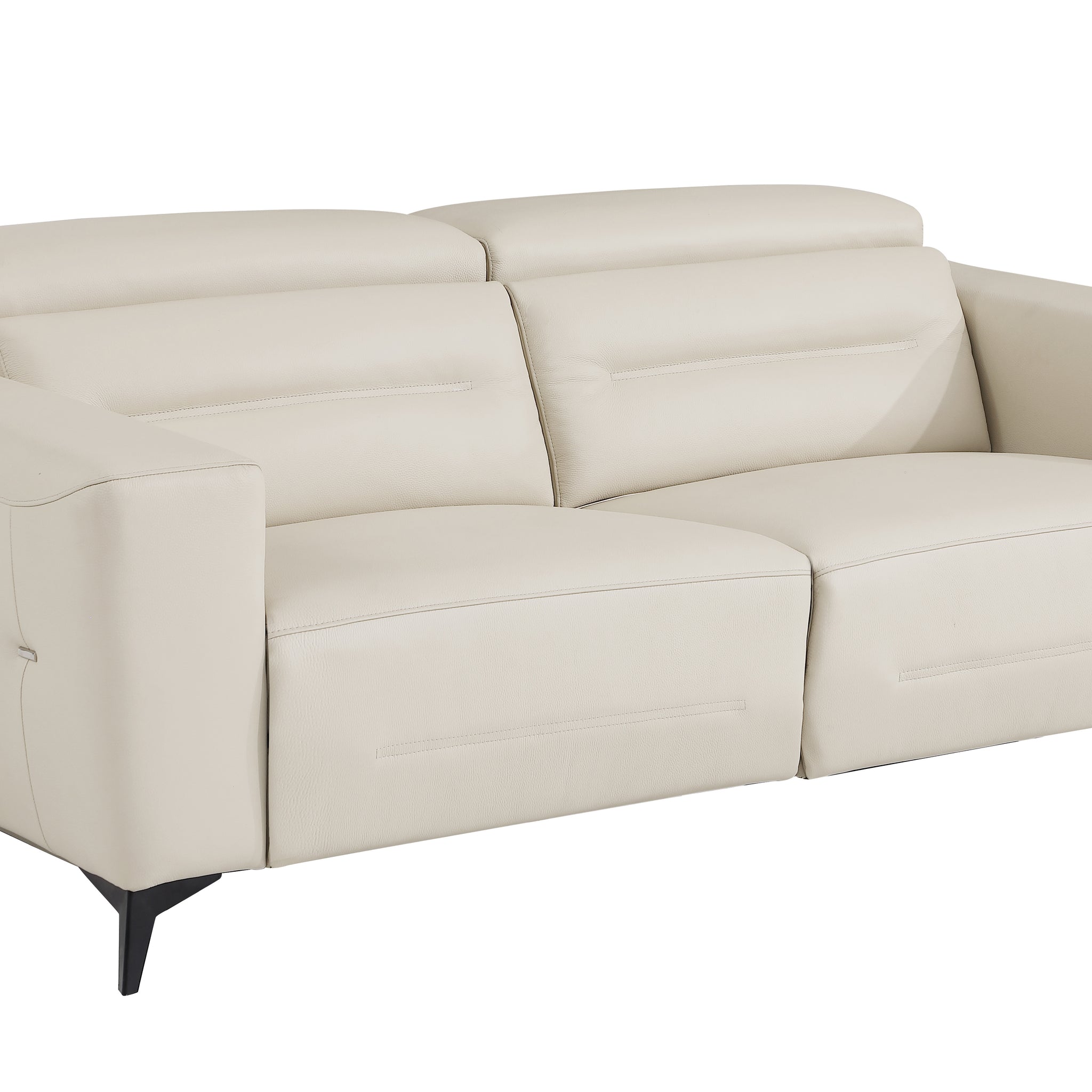 Top Grain Italian Leather Sofa With Power Recliner Beige Foam Leather