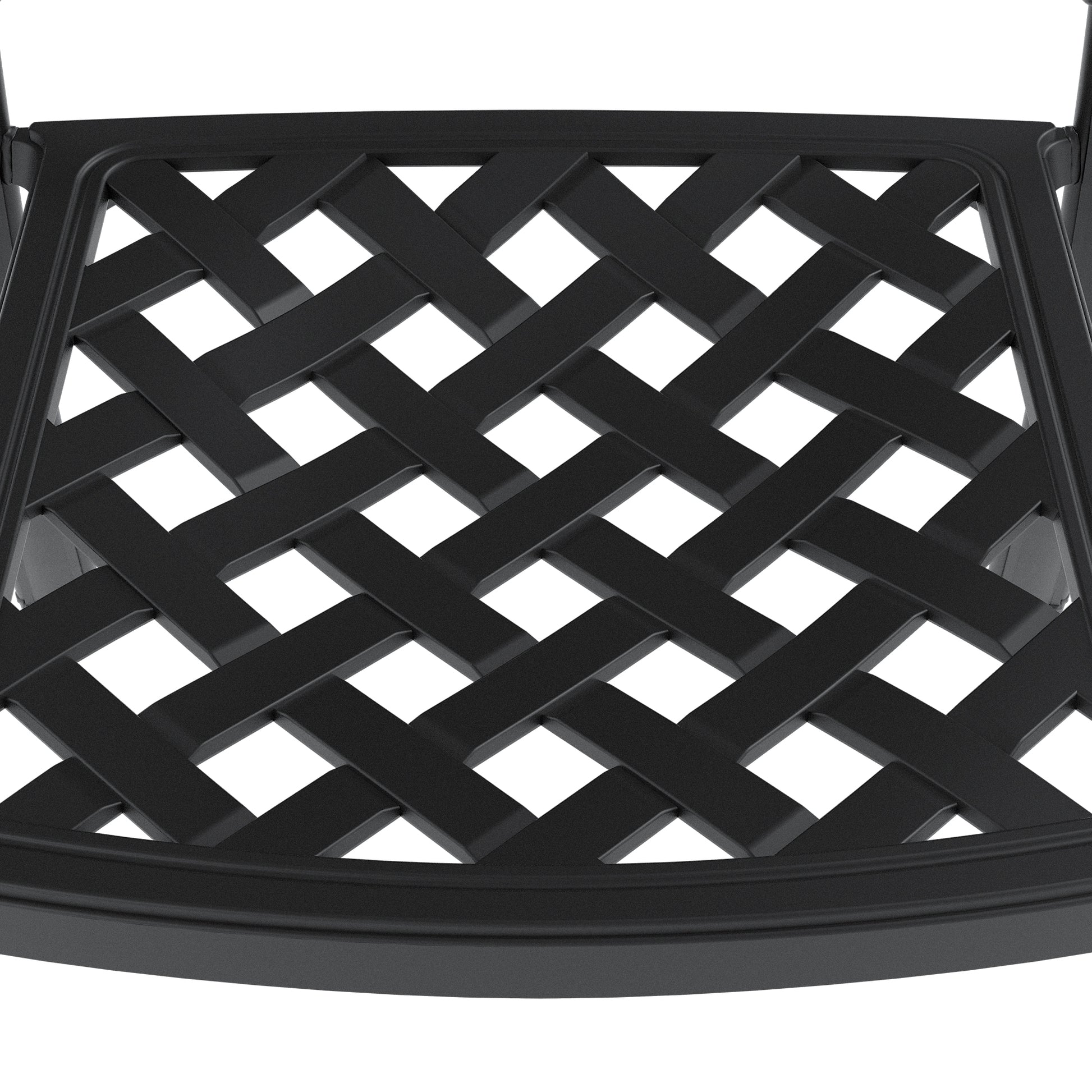 Cushions In Random Colors 5 Piece Set Of Cast Aluminum Patio Furniture With Cushions Yes Dining Set Black Seats 4 Rust Resistant Frame Water Resistant Cushion Garden & Outdoor Complete Patio Sets