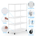 5 Tier 6000Lbs Heavy Duty Adjustable Storage Rack Metal Shelf Wire Shelving Unit With Wheels & Shelf Liners 82