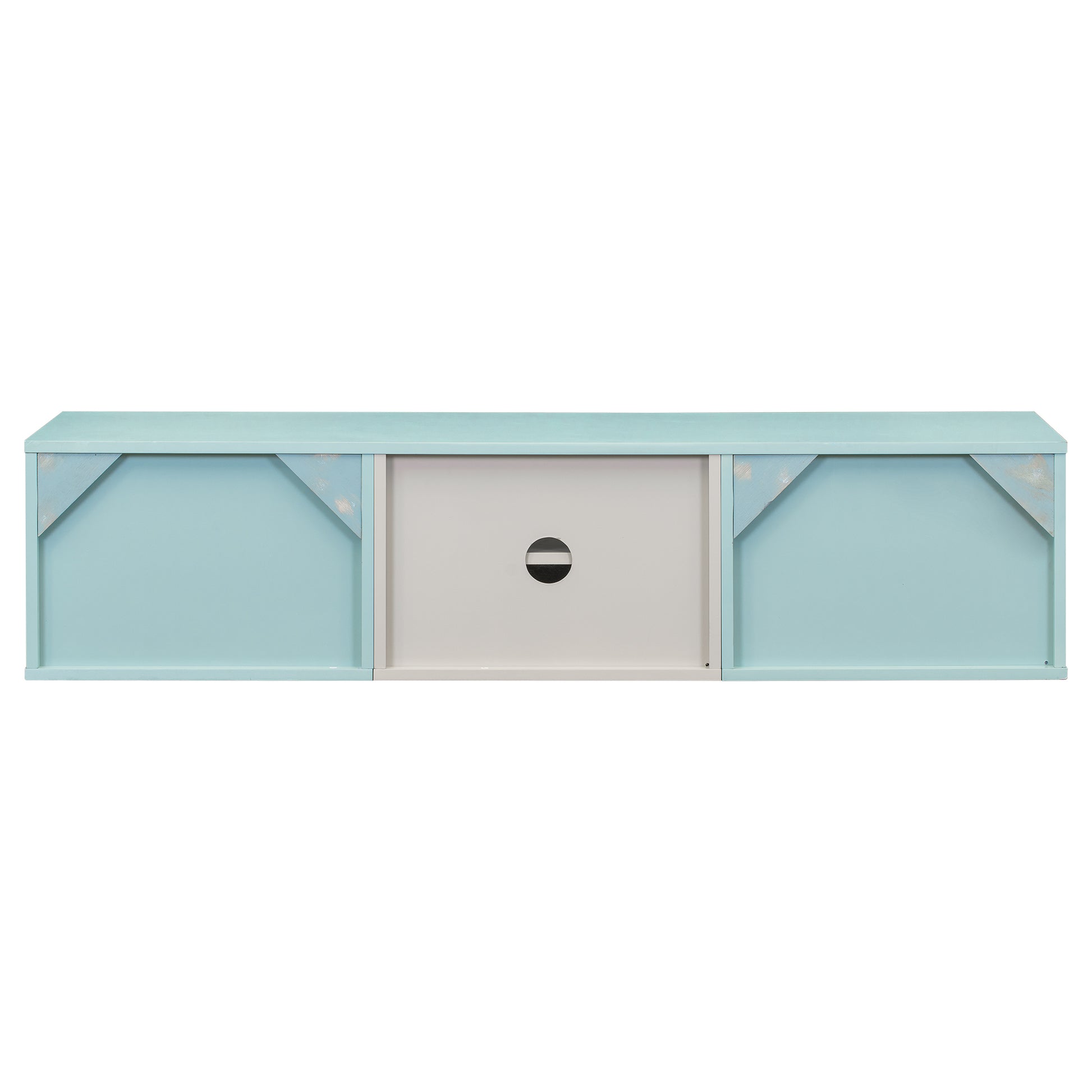 Wall Mounted 65" Floating Tv Stand With Large Storage Space, 3 Levels Adjustable Shelves, Magnetic Cabinet Door, Cable Management Blue Mdf
