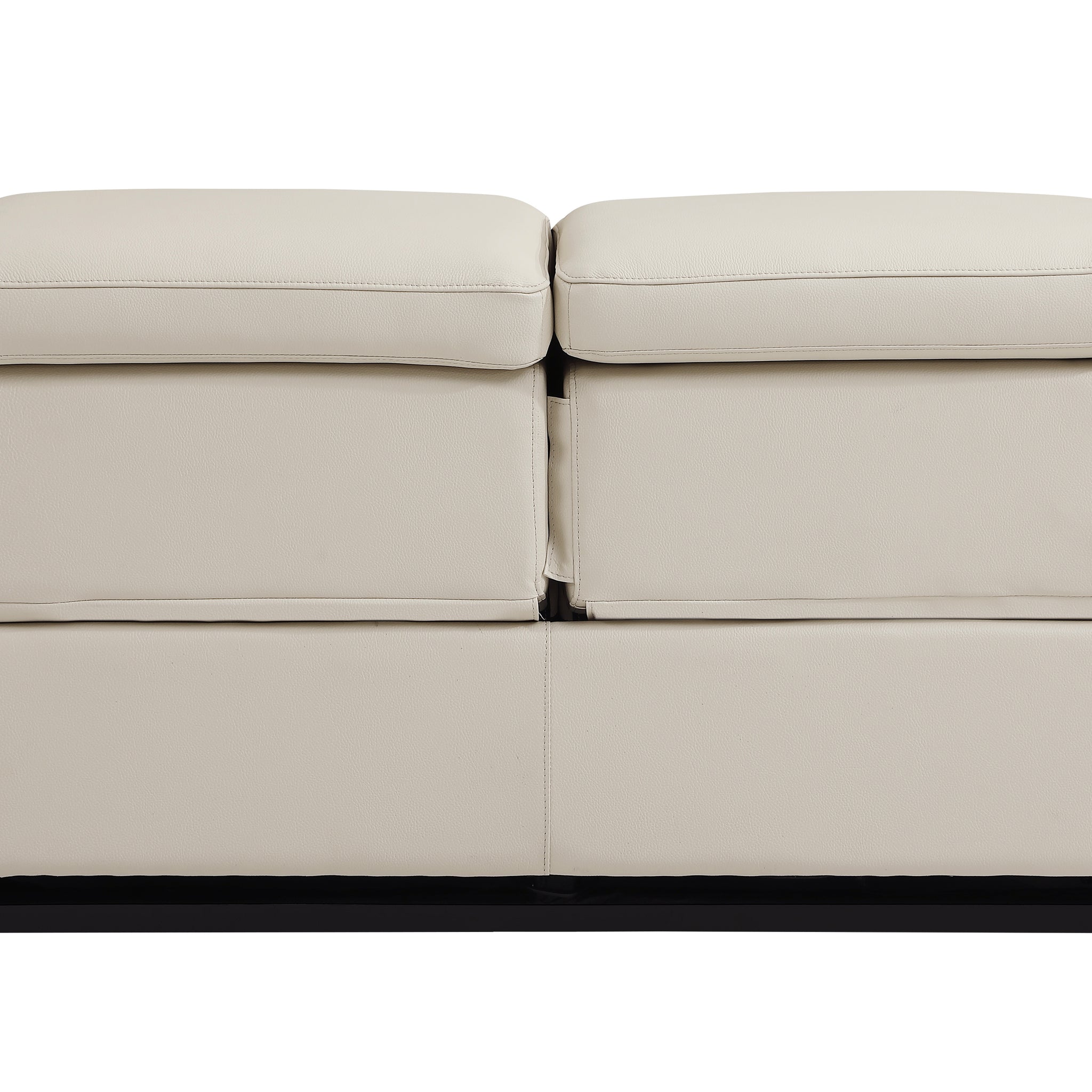 Top Grain Italian Leather Loveseat With Power Recliner Beige Foam Leather